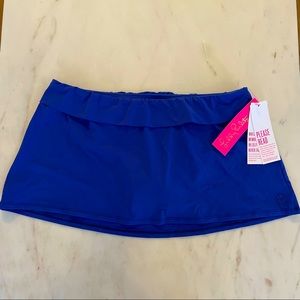 Never worn Lilly Pulitzer Calah Skirted Bikini Bottom, Corsica Blue, Size 10